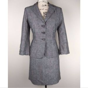 Ann Taylor Size 8 Gray Blazer Skirt Suit